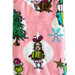 Grinch Christmas Cindy Lou Max Pink Holiday Throw Blanket NWT